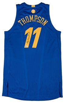 2016-17 Klay Thompson Game Issued and Signed Golden State Warriors Christmas Day Jersey (Beckett) 